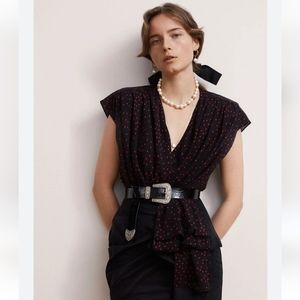 Magda Butrym draped side button %100 silk blouse S6